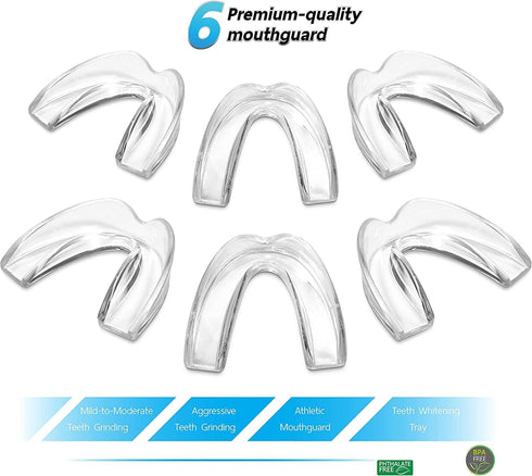 Mouth Guard for Grinding Teeth at Night - Model for Regular Grinding Teeth Pack of 6 Moldable Dental Night Guards for Teeth Grinding and Clenching...