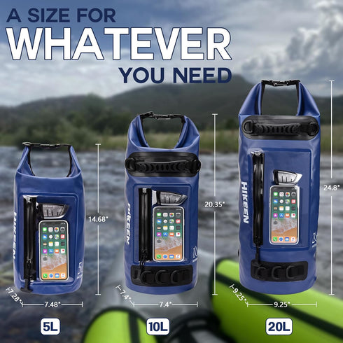 IP68 Waterproof Dry Bag 5L - Waterproof Zip Touch Screen Phone Case Keeps Gear Dry, Lightweight Roll Top Dry Backpack for Kayaking Boating Camping...