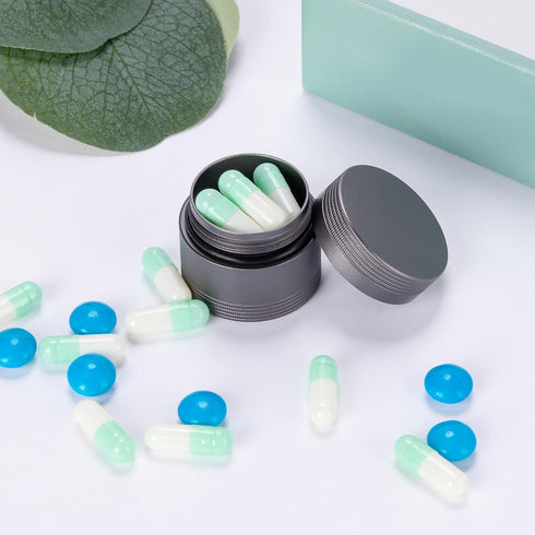 Small Pill Case Metal Pill Box - Waterproof Pill Container Single Round Aluminum Alloy Storage Medicine Holder Organizer Multitool EDC Every Day f...
