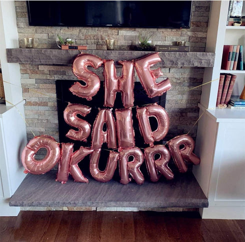 JeVenis She Said Yes Okurrr Engagement Decoration - Balloon Banner for Wedding Proposal, Bridal Shower, Hen Party, Bachelorette Party...