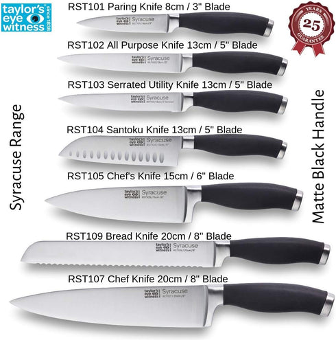 Taylors Eye Witness Syracuse Chefs/Cooks Kitchen Knife - Professional 15cm/6 Inch Cutting Edge, Multi Use. Precision Ground, Razor Sharp, Ultra Fi...