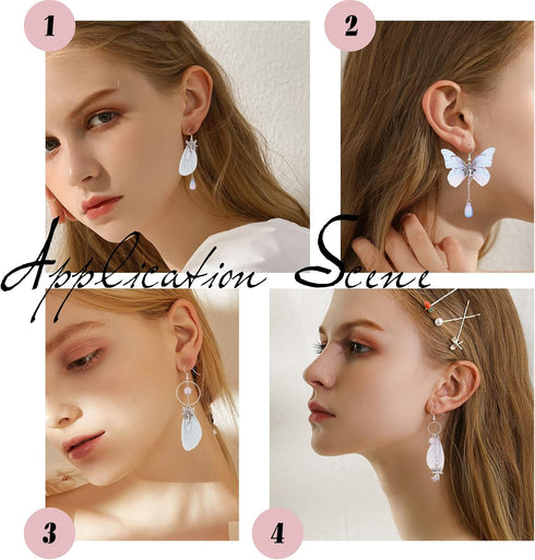 SUNNYCLUE 1 Box DIY 10 Pairs Butterfly Wing Charms Fairy Charm Earring Making Kits Organza Fabric Insect Butterflies Charms for Jewelry Making Kit...