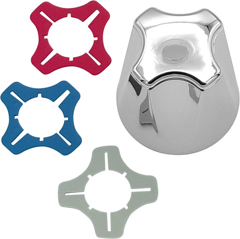 Tub and Shower 1 Piece Replacement for P-P Modern Style Verve Repair Kit Handles, 3 Piece Button Set of Hot, Cold and Diverter, Polished Chrome...