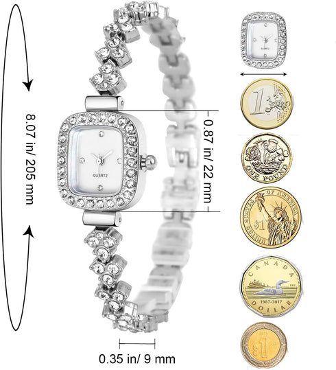 Clastyle Elegant Watch and Bracelet Set for Women Rhinestone ling Iced Out Wrist Watch Mother of Pearl Ladies Bracelet Watches...