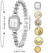 Clastyle Elegant Watch and Bracelet Set for Women Rhinestone ling Iced Out Wrist Watch Mother of Pearl Ladies Bracelet Watches...