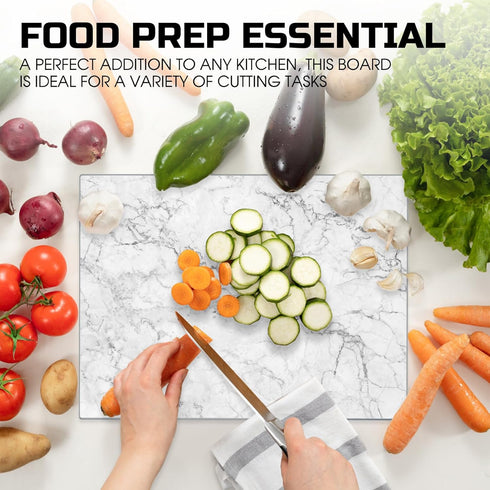 Tempered Glass Cutting Board for Kitchen,14"x 10" Glass Chopping Board with Rubber Anti-Slip Feet, Dishwasher Safe, Scratch, Heat Resistant,Shatte...