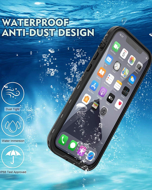 for iPhone 12 Pro Max Waterproof Case 6.7'' - Shockproof, Dustproof, with Screen Protector - Black...