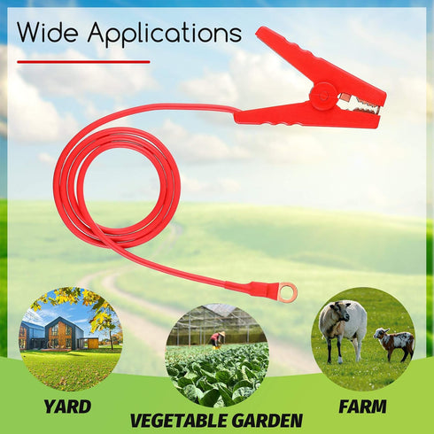 2 Pieces Farm Electric Fence Jump Connector Fencing System Wire Electric Fence Jump Cable with Crocodile Clip (Red)...