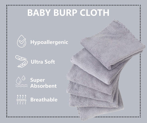 8 Pack Burp Cloths for Baby - 20" by 10" Ultra Absorbent Burping Cloth, Hand Washcloths, Newborn Towel - Milk Spit Up Rags - Burpy Cloths for Unis...