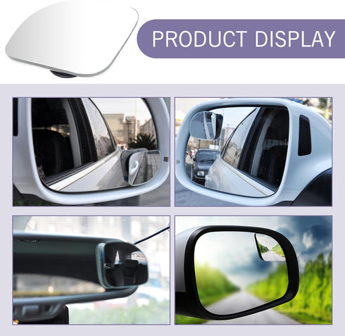 2 PCS Car Blind Spot Mirror, 1.96" Sector-shaped Frameless HD Glass Convex Wide-angle Glass Reversing Assist Mirror, Press-adjustable Accessories,...