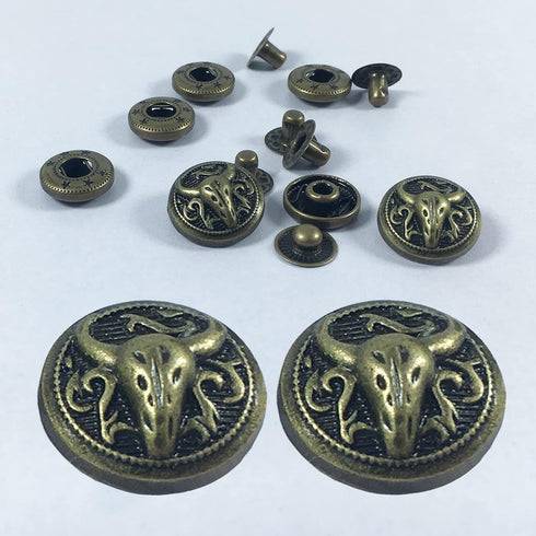 WETUFIN - 30 Sets Leather Snap Buttons Set 17MM (0.67inch) Bronze Snaps for Leather Snaps (Bull & Lion & Anchor Style) and Fastener Kit Tool Decor...