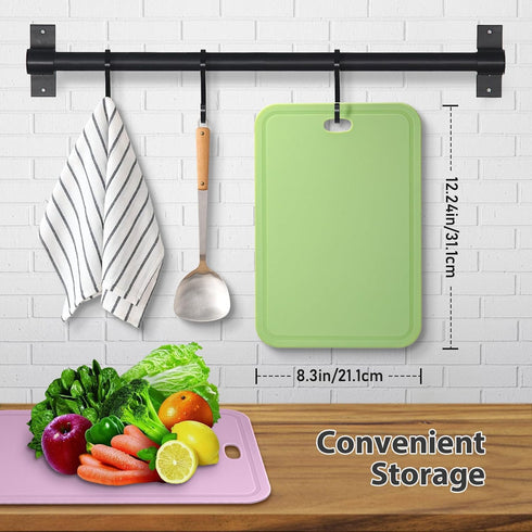 Cutting Boards fo Kitchen, Plastic Cutting Board Set of 3, Chopping Boards 8.3x12.24 Inch with Groove, BPA Free, Reversible Use for Kitchen Cuttin...