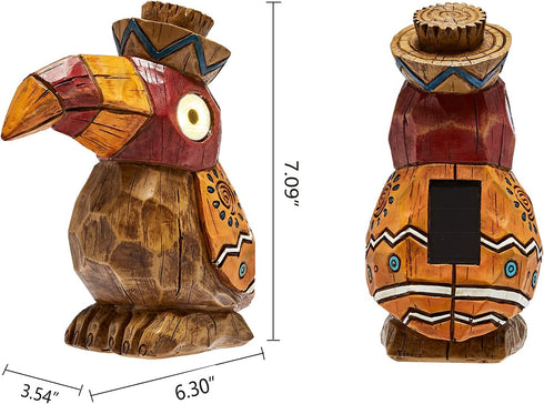 Solar Tiki Statue-WoodWoodpecker Bird-Garden Hawaiian - Solar Outdoor Light Garden Sculptures & Statues Totem Pole Bar Outdoor Patio Pool Yard Sum...