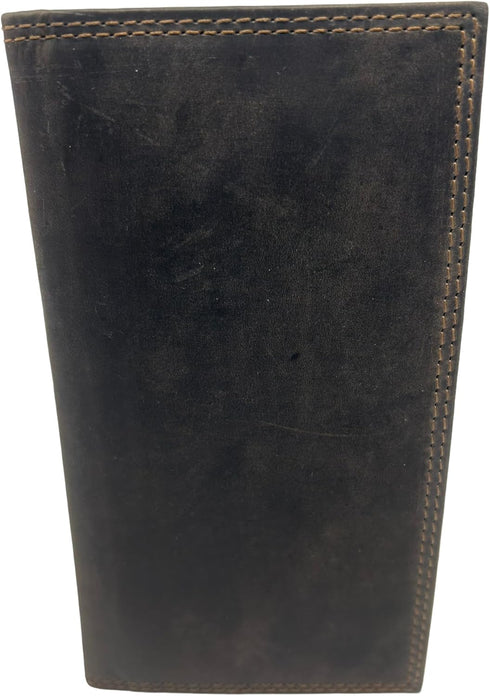 E ELTON Genuine Hunter Leather Long Checkbook Wallet for Men & Women - RFID Blocking Technology Black...
