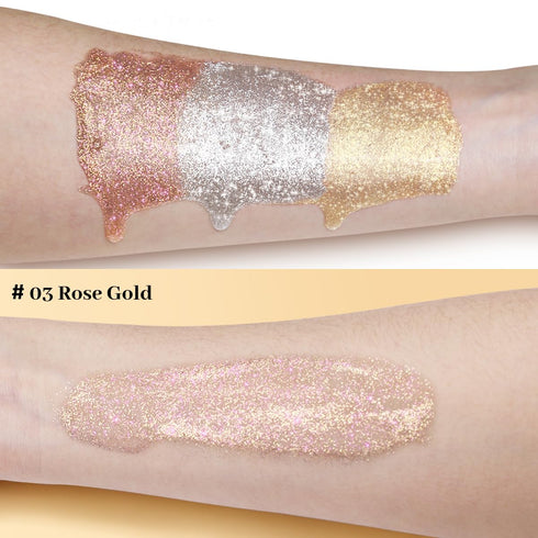 UCANBE Hydrating Body Glitter Dewy Highlighter Makeup Luminizer Drops Body Shimmer Liquid Face Glow Sparkles for Women Gifts (Rose Gold #03)...