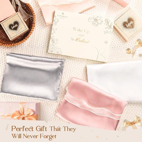 Yanibest Satin Pillowcase, Silk Pillow Cases for Hair and Skin with Zipper, Queen Pillow Cases Set of 2 for 20"x30", Exquisite Packaging for Women...