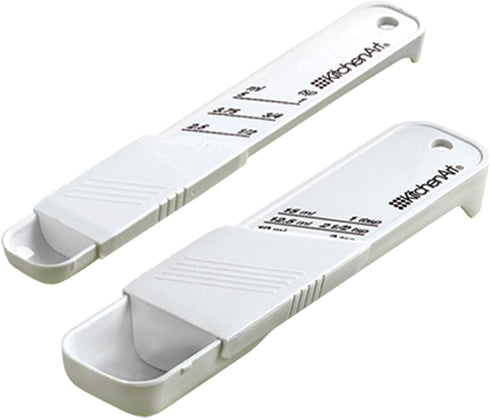KitchenArt Adjust-A-Teaspoon And Adjust-A-Tablespoon Set, Plastic, 2-Piece, White,9 x 3.5 x 0.75 inches...