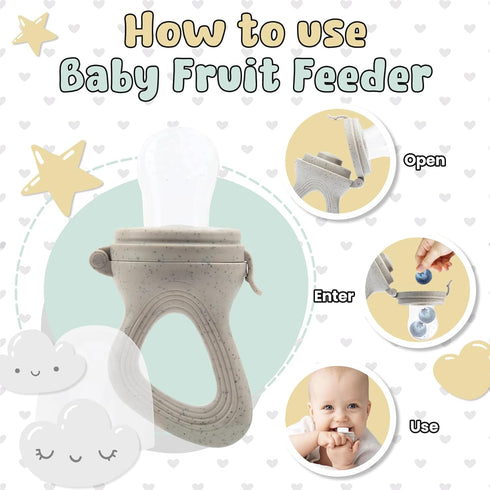 Avee & Co Silicone Teething Pacifier and Fresh Fruit Feeder, Baby Pacifier for Teething, Toddler Teething Toy (Beige)...