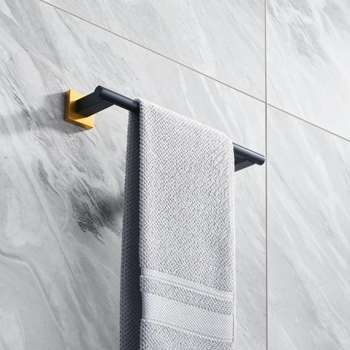 Miyili SUS 304 Stainless Steel 12-Inch Towel Bar Hand Towel Holder for Bathroom or Kitchen Wall Mount Black & Gold, A02BG30A...