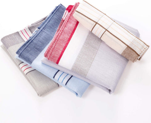 24 Pieces Cotton Men's Handkerchief Plaid Handkerchief for Men Soft Gift Set for Father Husband Boyfriend, One Size...