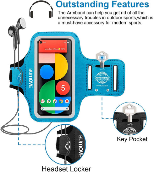 Armband for Google Pixel 9a/9/9 Pro,8a/8, 7a/7, 6a/6, 5a/5, Gym Running Workouts Sports Phone Arm Band,with Card Holder (Blue)...