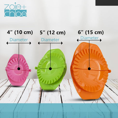 Zoie + Chloe Set of 3 Dough Press - Plastic Pastry Shaper & Empanada Maker Press With Crimped Crust Edges - Kitchen Tools For Making Dumplings, Ha...