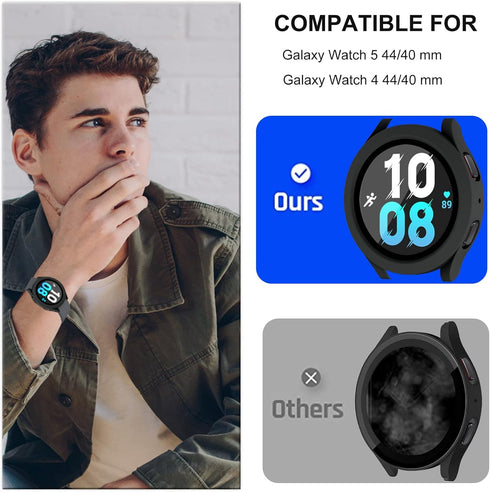NINKI Compatible Waterproof Samsung Galaxy Watch 5 40MM Case with Screen Protector Black,Waterproof Dustproof Shockproof Protective Case for Galax...