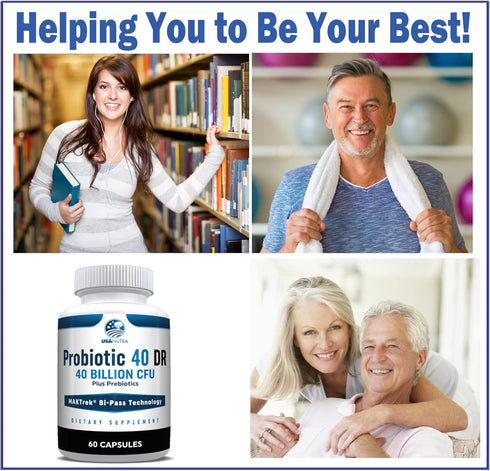 Probiotics for Women and Men 40 billion CFUs Living Probiotics 20x more effective wth Maktrek...