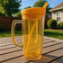 Dependable Industries' 37oz BPA-Free Plastic Double Wall Tumbler with Silicone Straw and Fruit Infuser: Vibrant Yellow Hydration Solution for Heal...