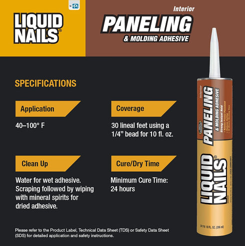 Liquid Nails LN710 Paneling and Molding Adhesive, 10oz, White...