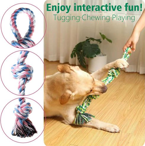 Dog Rope Toys Indestructible Dog Toys, Dog Chew Toys for Aggressive Chewers, Tough Puppy Teething Chew Toys for Boredom, Dental Cleaning Tug of Wa...