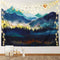 RosieLily Mountain Tapestry, 59"x79" Watercolor Tapestry Nature Tapestry Misty Forest Tapestry Sun Sunset Tree Landscape Tapestry Mountains Teal M...