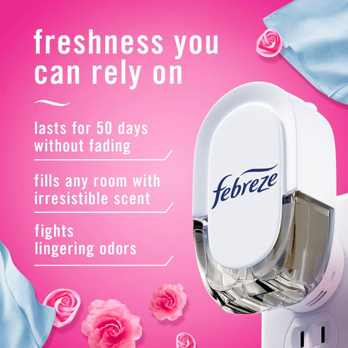 Febreze Odor-Fighting Fade Defy PLUG Air Freshener,Downy April Fresh, Mediterranean Lavender, 87 fl. oz. Oil Refills, 4 Refills (2 of Each)...