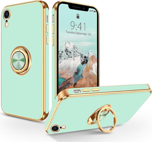 iPhone XR Case, Phone Case iPhone XR, Slim Protective Kickstand Ring Holder Soft Rubber Hybrid Hard Bumper Shockproof Drop Protection Girls Women ...