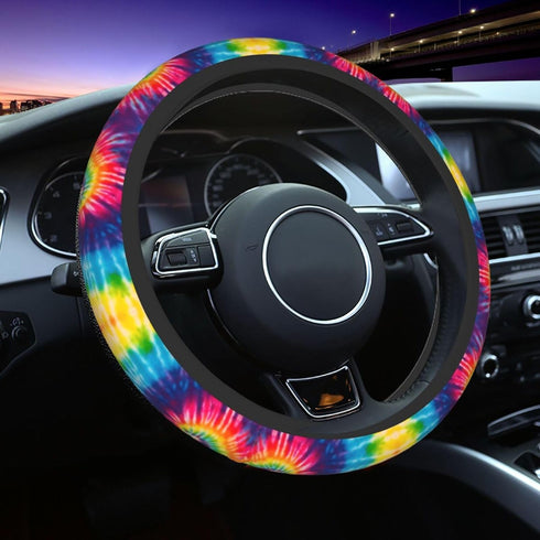 Tie Dye Steering Wheel Cover Women Car Universal Accessories Non Slip 15 Inch SUV Trucks Gifts Soft Comfortable (Neoprene)...