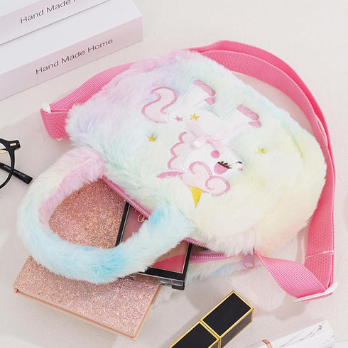 Pink Unicorn Purse, Fluffy Plush Unicorn Handbag, Cute Unicorn Dress Up Jewelry Accessories...