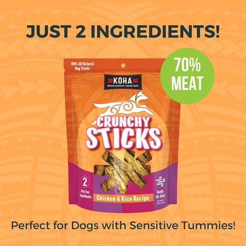 KOHA Pet Crunchy Sticks Chicken & White Rice Recipe, 2 Ingredient Dog Treats for Sensitive Stomachs, Healthy Treats for Dogs...