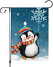 Winter Penguins Garden Flag Welcome Christmas Snowflakes Scarfs Yard Flags 12x18 Inch Double Sided Burlap Xmas Banner for Winter Holiday Christmas...