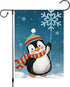 Winter Penguins Garden Flag Welcome Christmas Snowflakes Scarfs Yard Flags 12x18 Inch Double Sided Burlap Xmas Banner for Winter Holiday Christmas...
