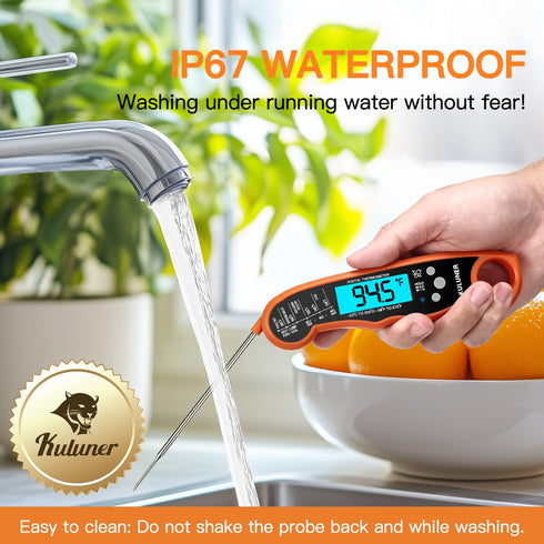 TP-01 Waterproof Digital Instant Read Meat Thermometer with 4.6 Folding Probe Backlight Calibration Function for Cooking Food Candy, BBQ Grill, Li...