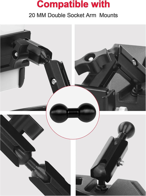 2PCS Aluminum Double Ball Head Mount, 20mm to 20mm Extension Double Ball Connects, Compatible with Multiple 20mm Double Ball Mounting Arms Kit...