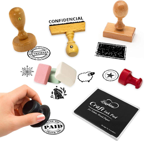 Lsushine Craft Ink Pad Stamps, DIY for Paper, Scrapbooking, Wood Fabric,Finger Ink Pads for Kids(Black-2)...