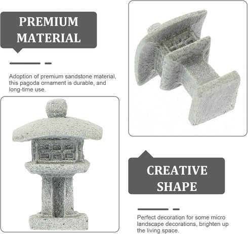 BESPORTBLE Miniature Stone Lantern Pagoda Japanese Style Pagoda Lantern Statue Mini Zen Garden Accessories for Aquarium Patio Micro Landscape Yard...
