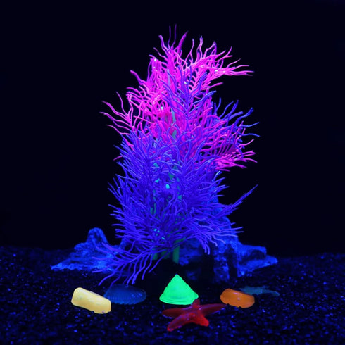 Fish Tank Decorations Aquarium Decorations Glowing Aquatic Plants Artificial Silicone Ornament with Glowing Effect for Fish Tank Landscape Decorat...