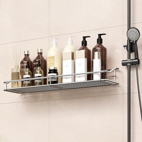 Orimade Bathroom Shelf Organizer Shower Caddy Storage Kitchen Rack with Traceless Transparent Adhesive No Drilling SUS304 Stainless Steel, 15.75 i...