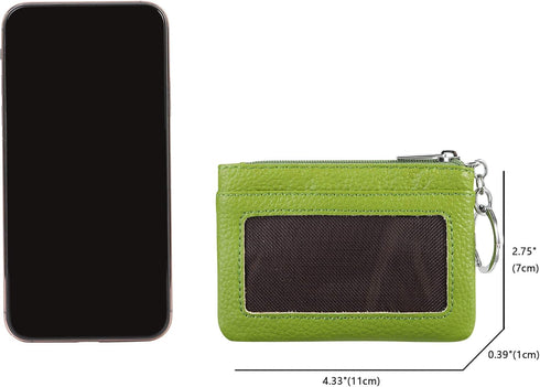 Women Genuine Leather Keychain Zipper Change Wallet Small Mini Pocket Size Coin Purse...