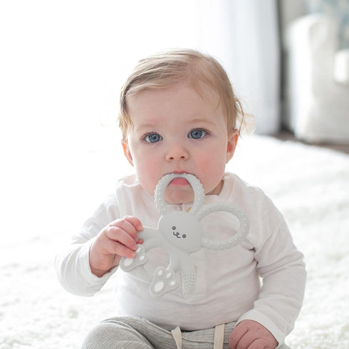 Dr. Brown's Flexees Gray Bunny, Soft 100% Silicone Baby Teether, BPA Free, 3m+...