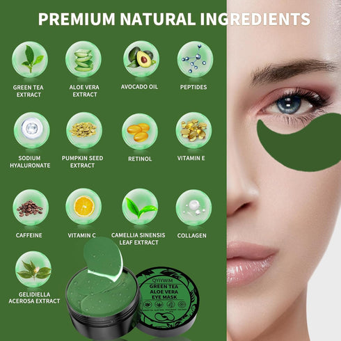 Under Eye Patches 70PCS, Green Tea Eye Patches for Puffy Eyes Treatment, Under Eye Masks for Dark Circles and Puffiness, Non-Irritating Eye Mask S...