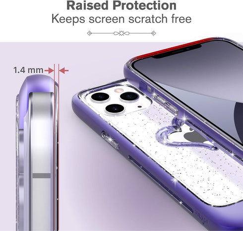 VENA vLove Glitter Clear Case Compatible with Apple iPhone 12 Pro Max (6.7"-inch), Heart Shape (CornerGuard Protection) Dual Layer Slim Hybrid Cle...