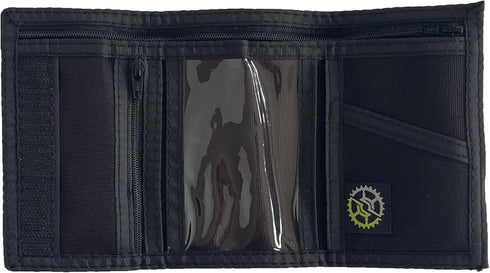Sprocket Nylon Trifold Wallet with Zippered Coin Pocket (Black), 3 x 5...